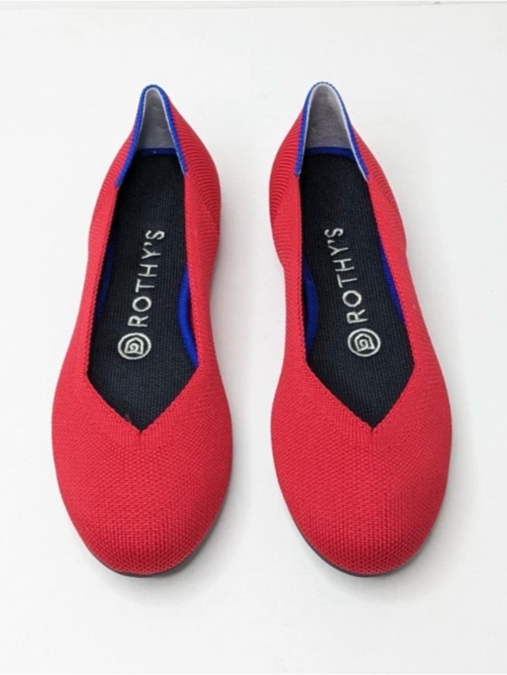 ROTHY'S THE FLATS ROUND TOE BALLET Women 9.5 Knit BRIGHT RED KNIT WASHABLE
